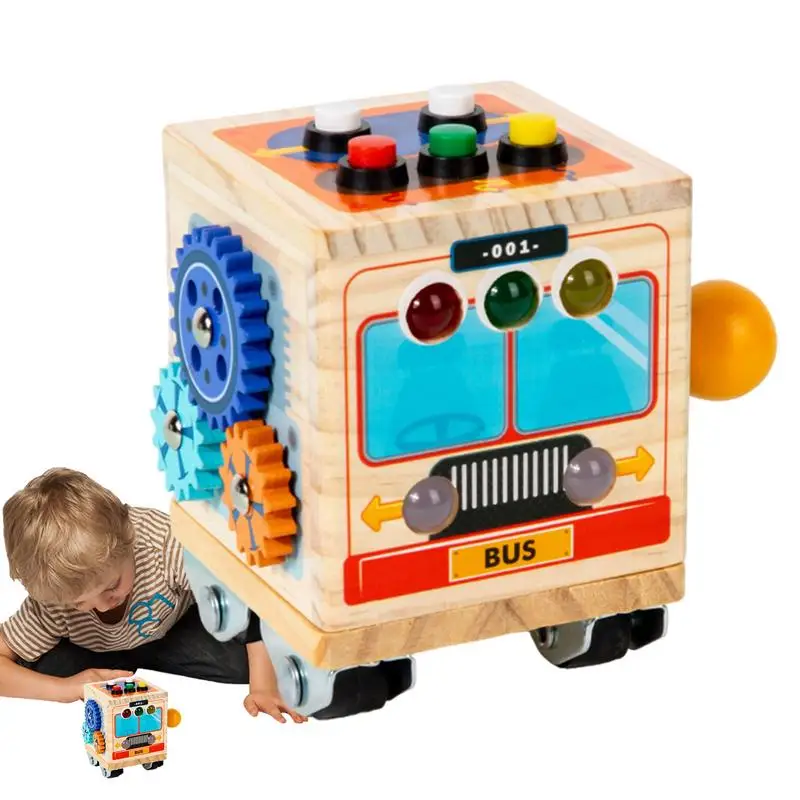 

Busy Cube Toys Дизайн автобуса Activity Busy Box Дошкольные обучающие занятия для мальчиков и девочек в возрасте 3, интерактивная развивающая игрушка для