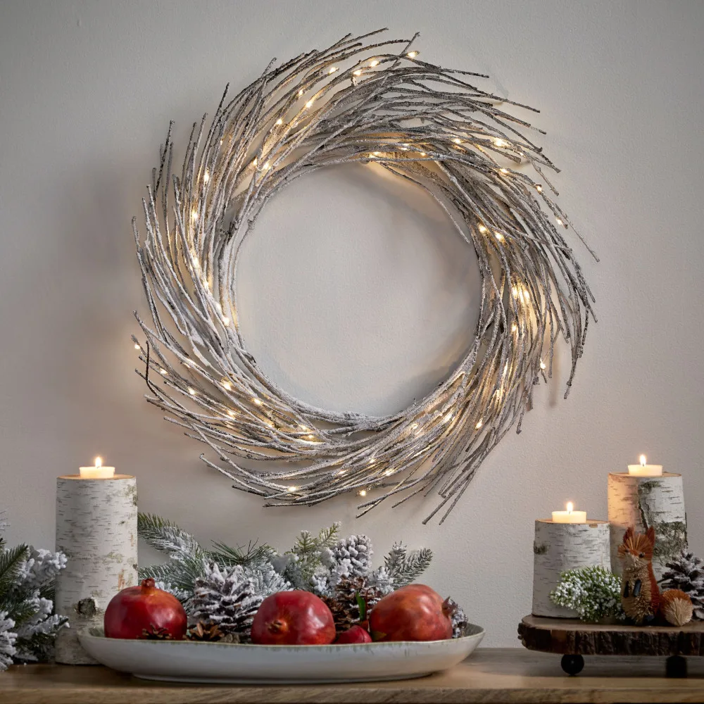 

24" PAPER WREATH WITH LED LIGHTS Eucalyptus Wreath Flower Gift DIY Rattan Creative Artificial Garland Hanging Pendants Wedding