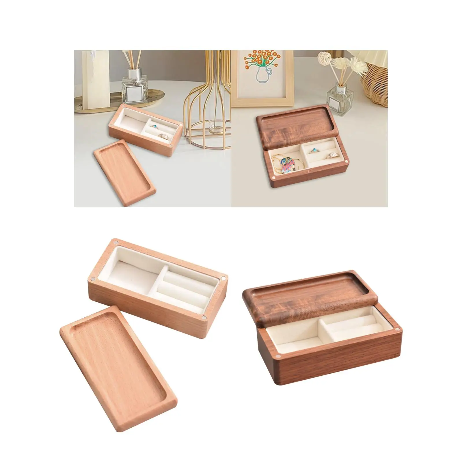 Boîte de rangement de bijoux, boîte de rangement de bijoux, boîte à bibelots pour boucles d'oreilles et bagues