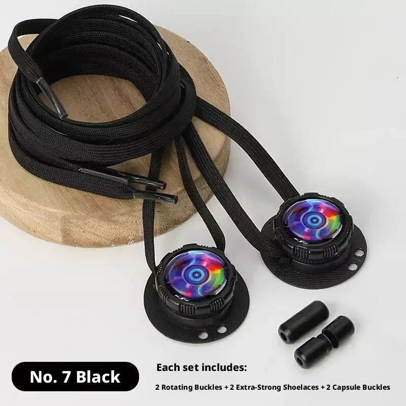 1 Pair Colorful Style No-Tie Shoe Locks — Rotating quick-adjust buckles for 5mm laces, easy to fasten.
