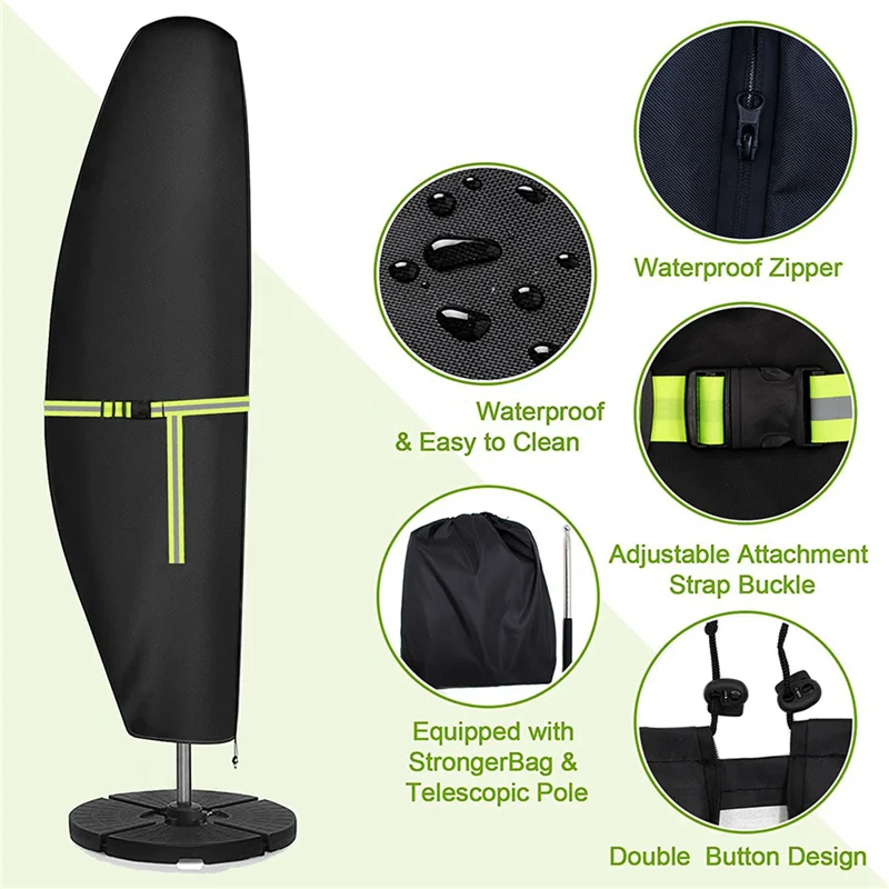 

Свежий 2X чехол для зонта для патио, 420D, водонепроницаемый чехол для зонта, подходит для консольного смещенного зонта 210 х 45 х 72/32 см