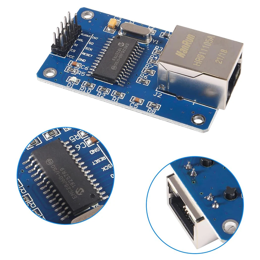 ENC28J60 ENC28J60-I / SO HR911105A Módulo de red LAN Ethernet Interfaz SPI 3,3 V para Arduino AVR PIC LPC STM32