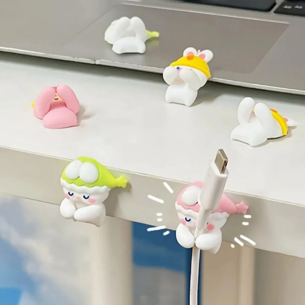 2Pcs Kawaii PVC Cartoon Cable Holder Self Adhesive Desk Organizer Cable Clamp Cute Cartoon Clamp Clips
