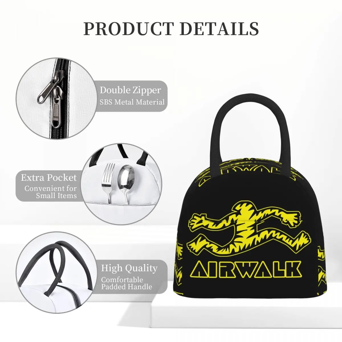 الوشم المدرسة القديمة Airwalk معزول حقيبة الغداء للنساء مكتب برودة صندوق طعام حراري حمل صناديق الغداء مانعة للتسرب الحاويات