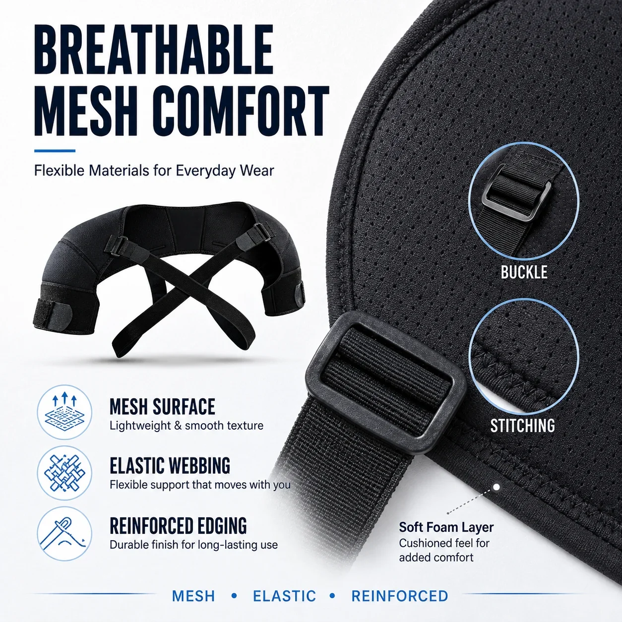 Adjustable Double Shoulder Support Brace Cross Strap Posture Corrector Breathable Back Support for Men Women Training Daily Wear view 4