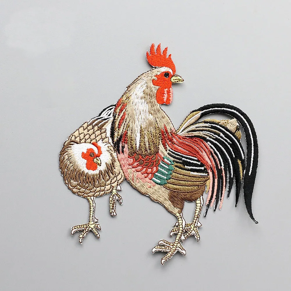 Iron-on Cartoon Rooster Patches for Clothes, DIY Decoration, Cute Animal Patch, Clothing Sticker, 1 Piece