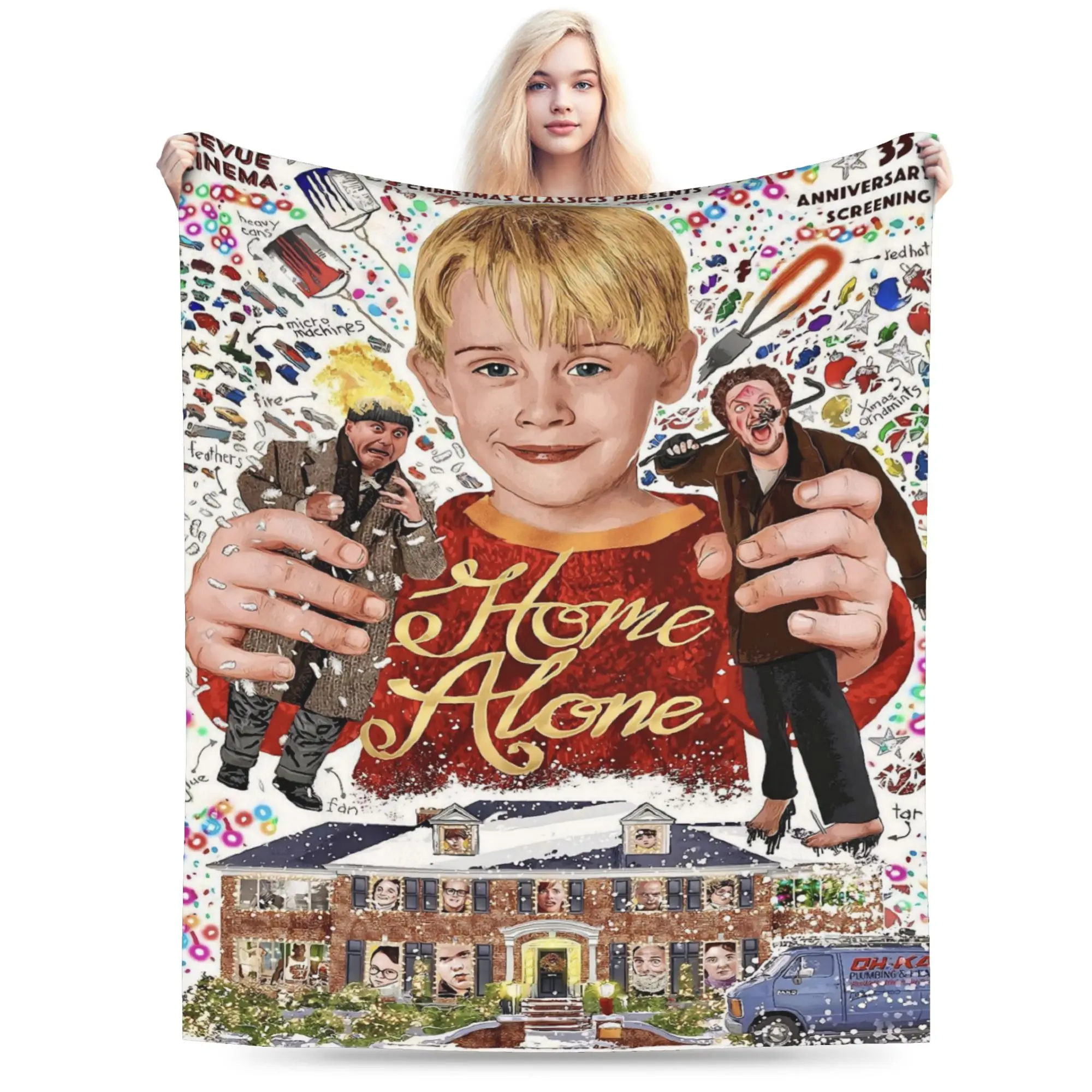 Homes Alones merry Christmas Xmas Blanket Ultra Soft  Throw Blankets for Sofa 50x60 Inch Multi-size Plush Thin Quilt