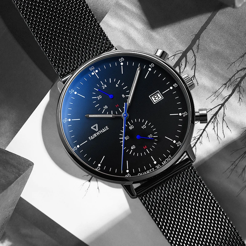 

Mark Fairwhale men's multifunctional business quartz watch, sporty and casual wristwatch, a must-have for travel and parties