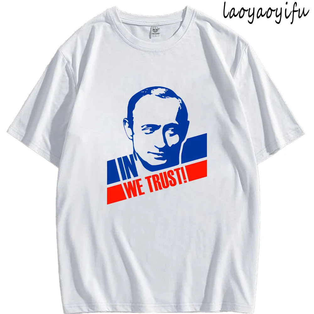 Funny T Shirt Men Humor Russia in Putin We Trust! Pattern Print Tops Streetwear Men Clothing Graphic Tee Cotton Ropa Hombre