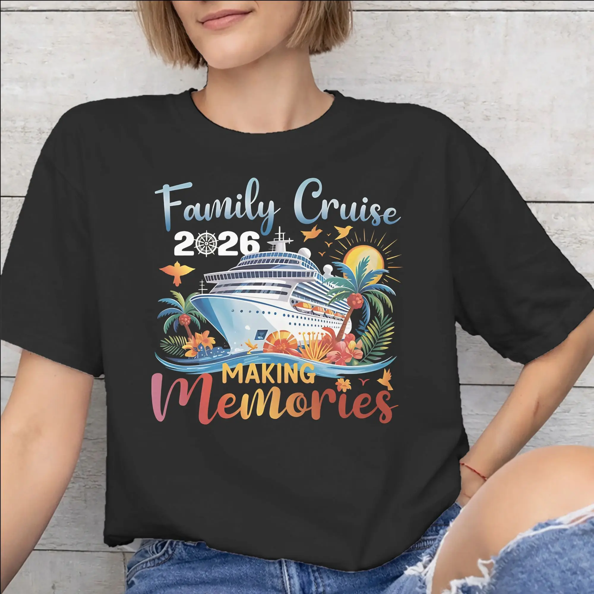 Fashion Family Cruise 2026  T Shirt for Men Women Making Memories Together 100% Cotton T-shirts Short Sleeve Clothing