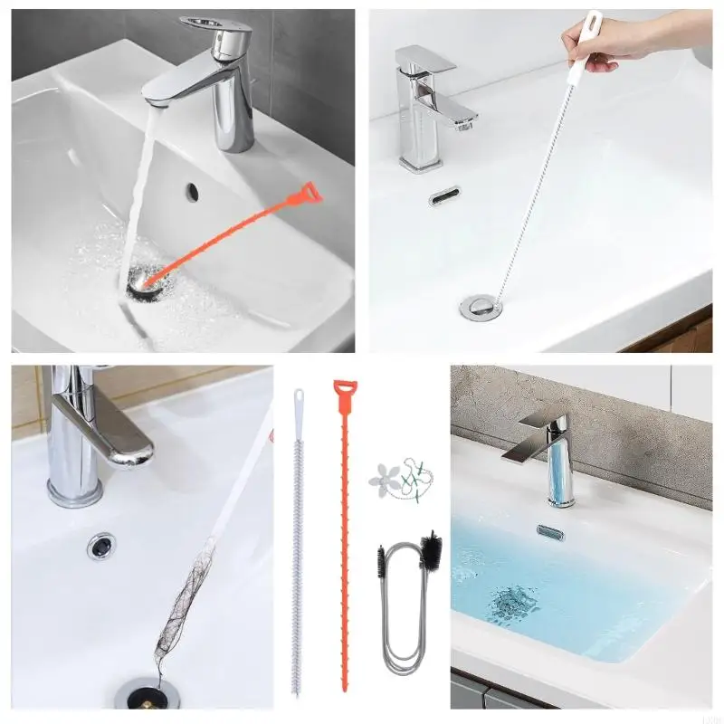 

Pack of 5/set Drain Cleaner Tool 118 Inch Spirals 61 Inch Brush 19.7 Inch Snake for Home Plumbing Effective Clog Removal