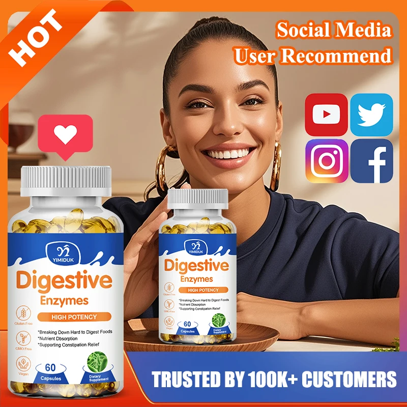 

Yimiduk Plant-Based Digestive Enzymes Supplement, for Helps Bloating, Acid Reflux & Pancreatic Function, Smooth Digestion, Vegan