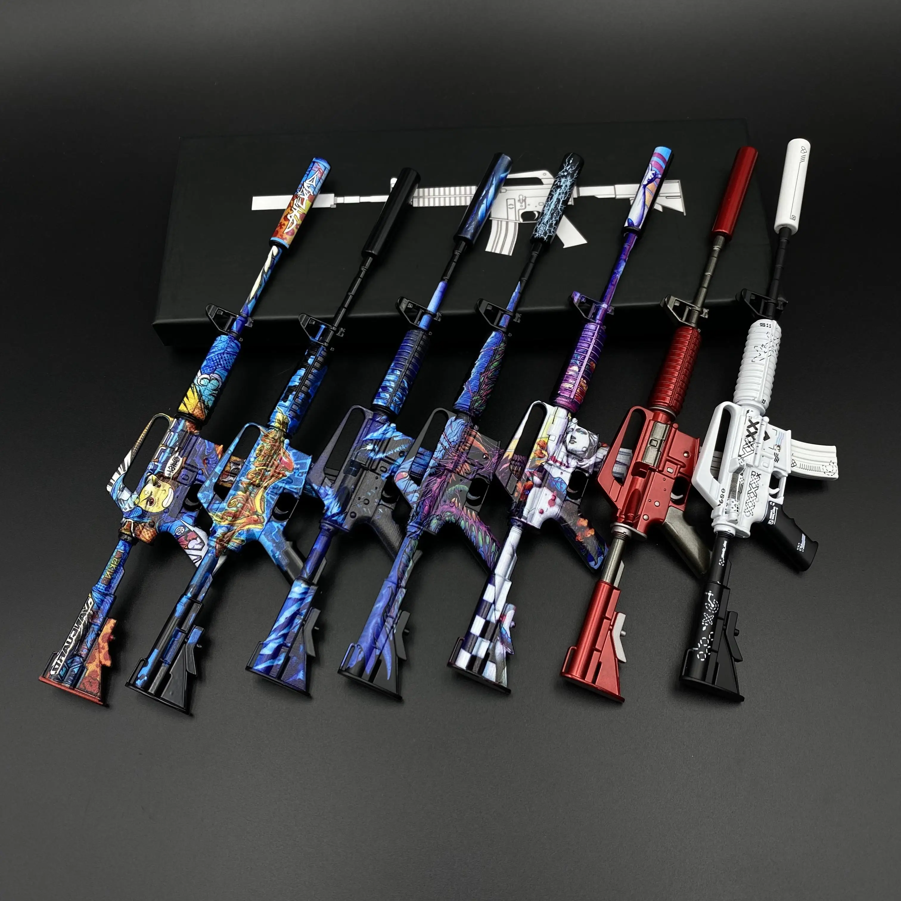 M4A1-S Gun Skin Model 23cm Zinc Alloy Collectible Replica Display Toy for CS Game Fans Tactical Decoration Gift Collection