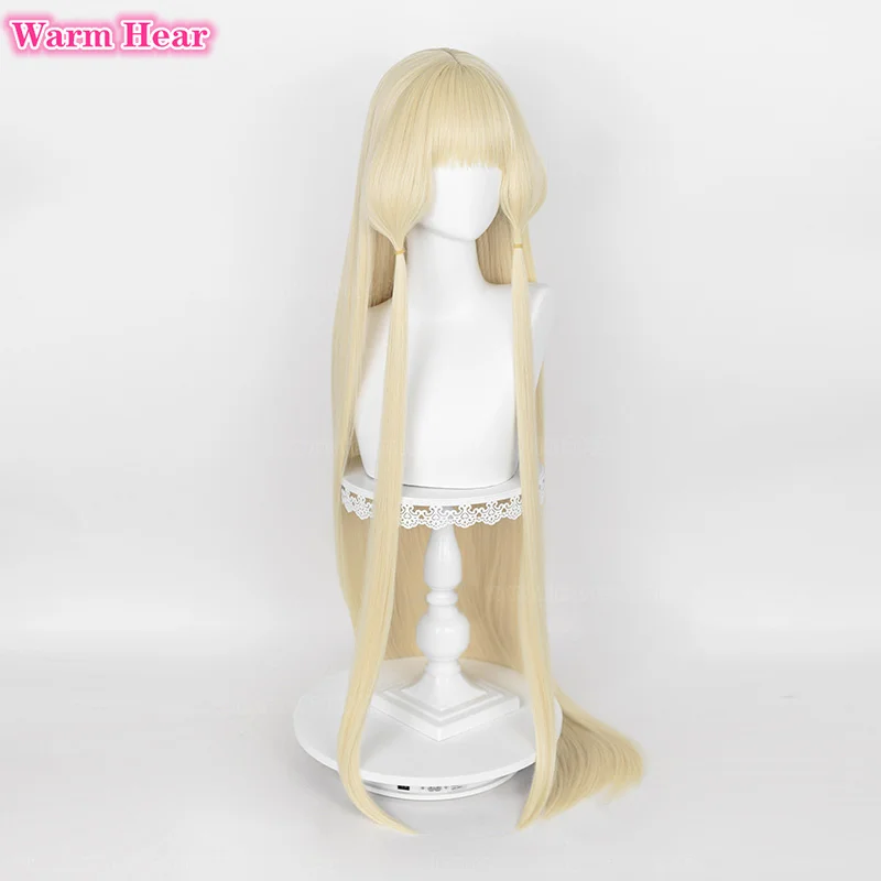 120cm Long Synthetic Hair Anime Chi Cosplay Wig Light Golden Straight Beautiful Wig Heat Resistant Fibre Chii Wigs +Free Wig Cap