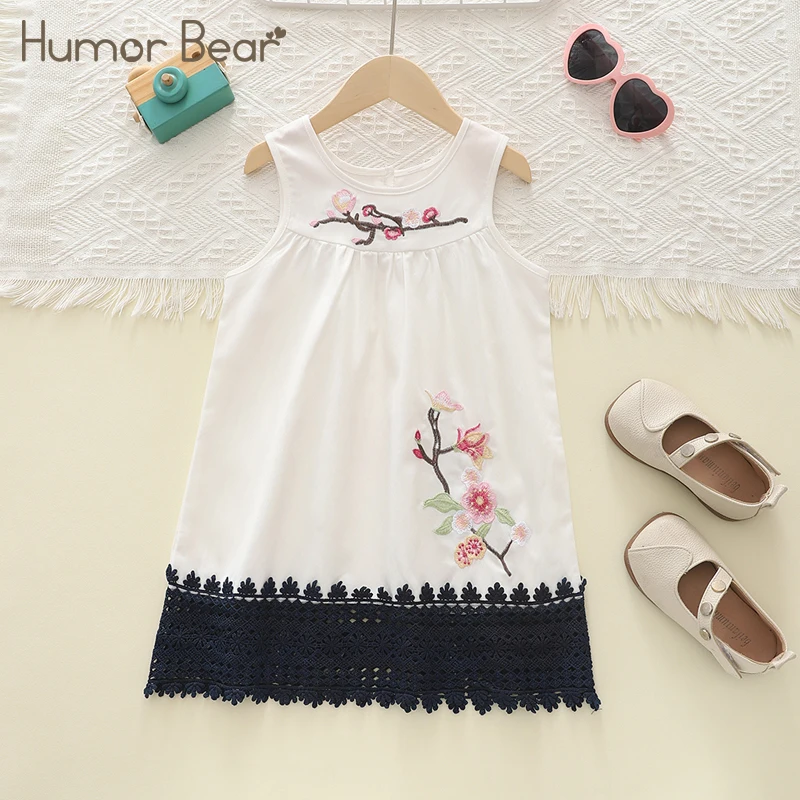 Humor Bear Sommer Neue Kinderkleidung Chinesischer Stil Besticktes Spitzenkleid Mädchen Freizeitkleider – Detail 2