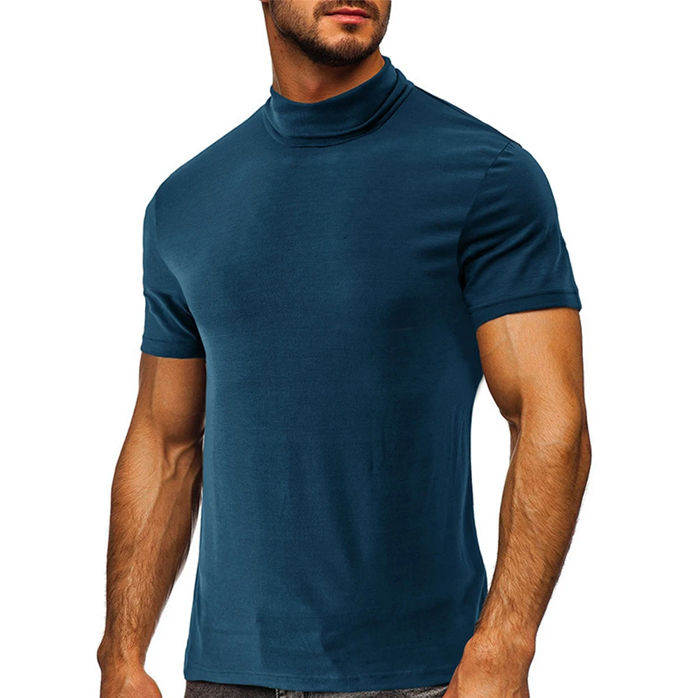 

Man\\'s Shirts Men\\'s Regular Short Sleeve Slim Solid Sports Spring T Shirts High Tops High Neck 2023 Brand New