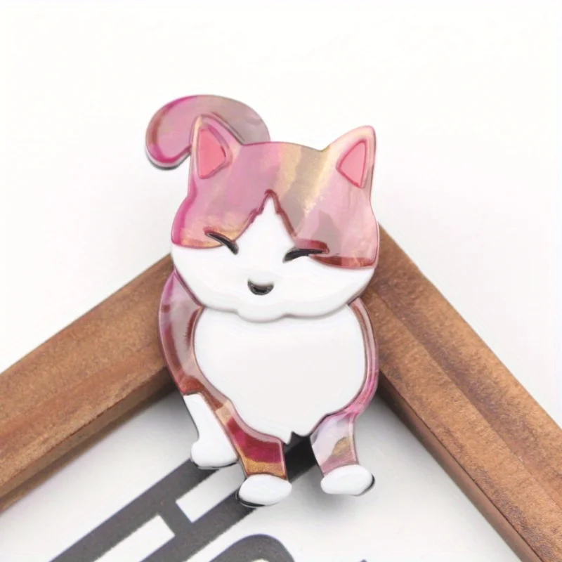 دبوس بروش على شكل حيوان القط الكرتوني ، شخصية أكريليك أنيقة لطيفة ، شارة الرجال والنساء ، إحساس كبير