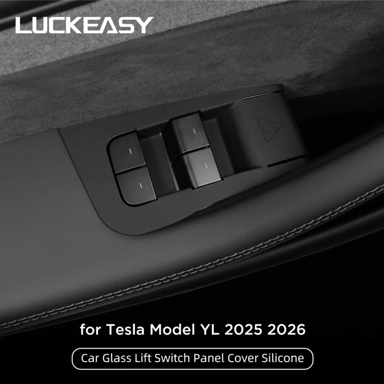 LUCKEASY Left Drive for Tesla Model YL 6Seat 2025 2026 Car Glass Lift Switch Panel Door Armrest Lift Control Trim Cover Silicone