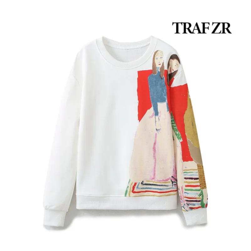 TRAF ZR 2024 Essentials Outerwear Pullovers Kpop New in Tracksuit Woman Y2k Top Women Long Sleeve Harajuku Hoodies & Sweatshirts