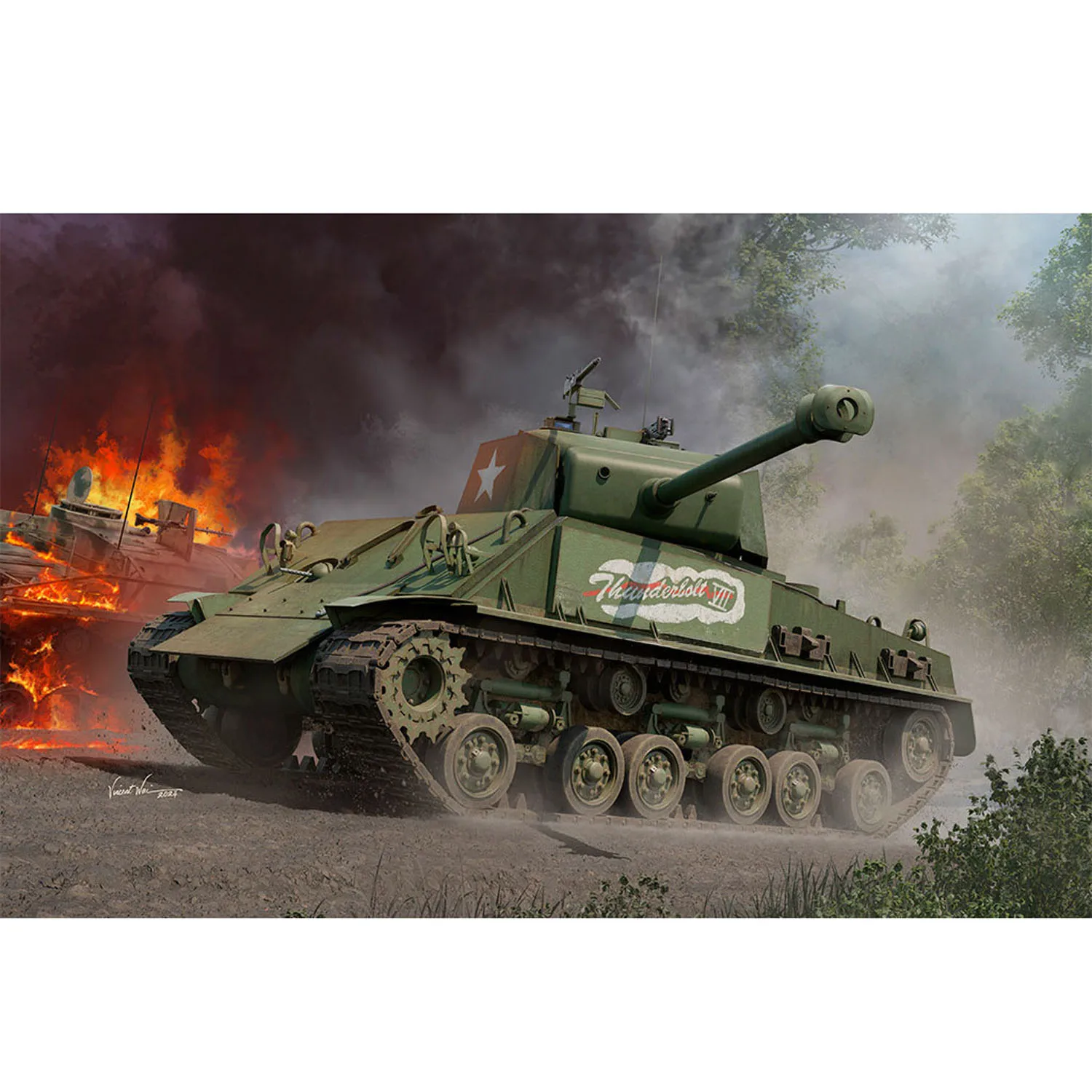 61621 I Love Kit 1/16 M4A3E8 Thunder VII Mittelschwerer Panzer Plastikmodellbausatz Metallkanone Anker Kupferkabel Für Fortgeschrittene Spieler – Detail 6