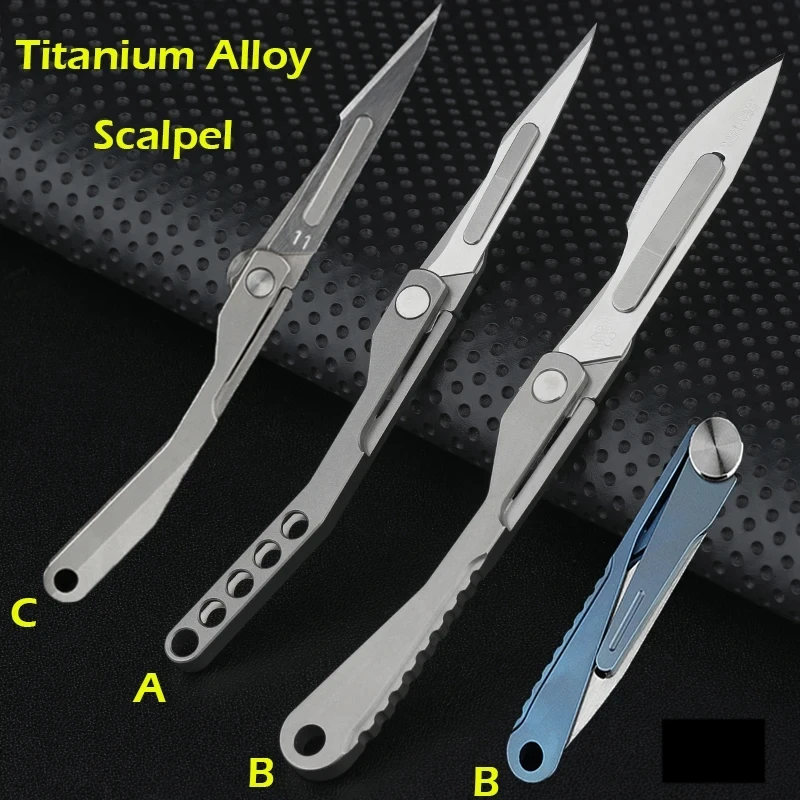 EDC MINI Titanium Alloy Outdoor Folding Knife Unpacking Pocket Knife Outdoor camping knife No. 23/11 Surgical blade Key Buckle