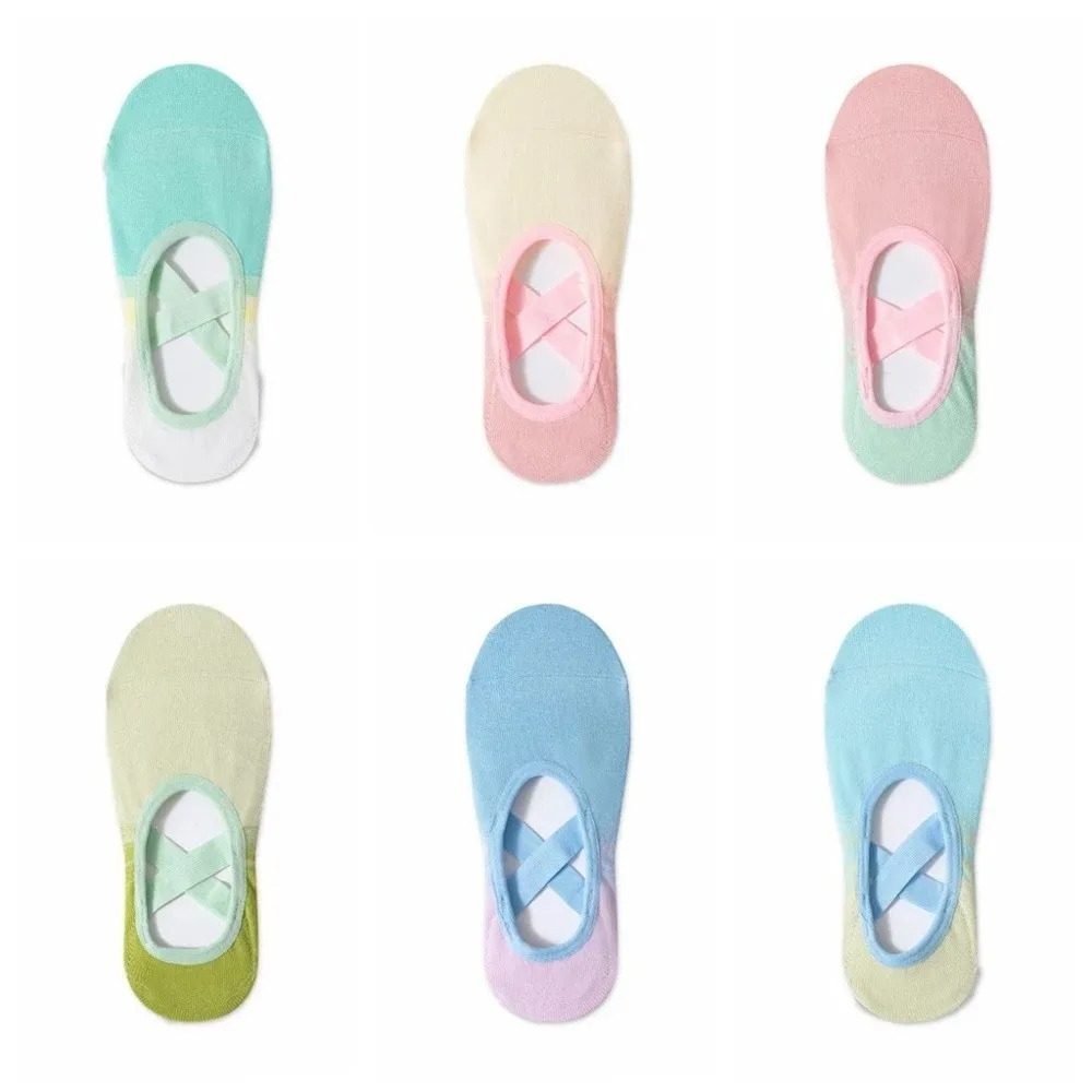 

6pairs Non-Slip Fitness Yoga Socks Breathable Patchwork Towel Bottom Hosiery Pilates Sweat-Absorbent Dot Silicone Floor Socks