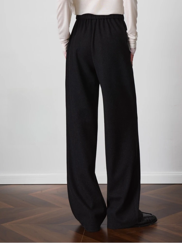 OLrain سراويل تقليدية نسائية 2025 خريف شتاء جديد متعدد الاستخدامات مستقيم السراويل جيوب بسيطة الصلبة فضفاضة طويلة بنطلون O57QK001369