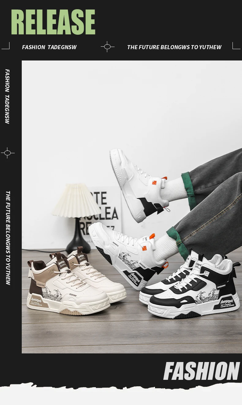 Herren-Joker-High-Top-Freizeitschuhe, Ganzjahres-Outdoor-Wanderschuhe mit weicher Sohle, Jugend-Sport-Borad-Schuhe, flache Schuhe mit dicker Sohle – Detail 2