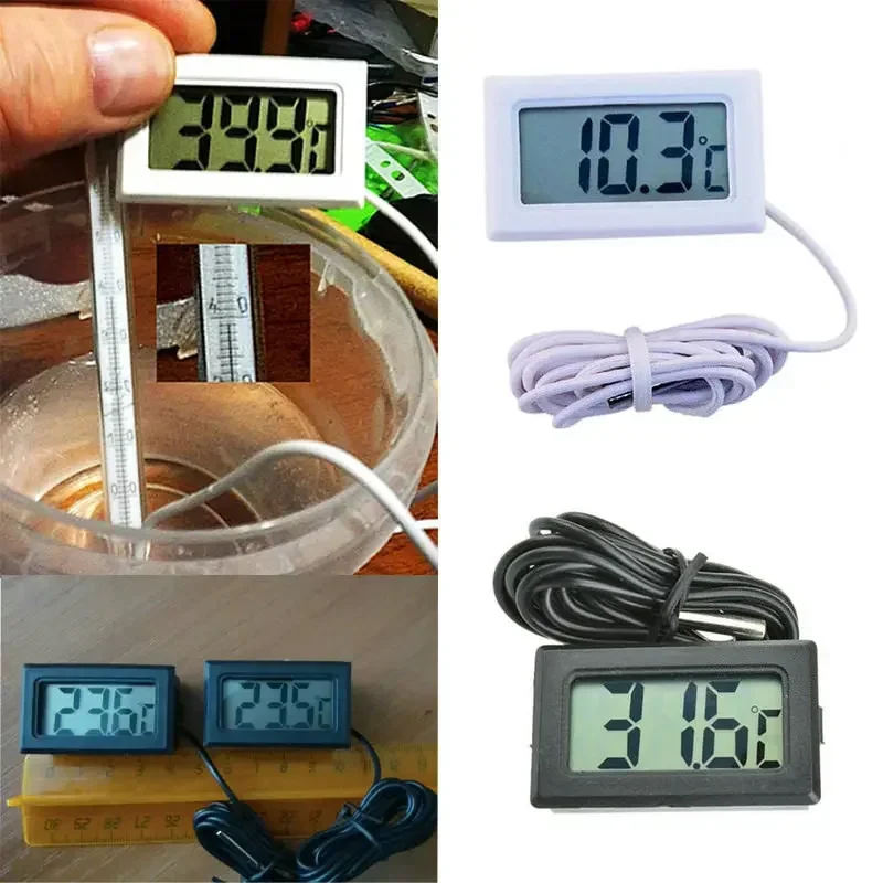 FY-10 Mini LCD Digital Thermometer Aquarium Car Water Bath Temperature Tester Detector Monitor Embedded Temperature Sensor 1M