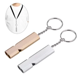 1pc 120db Outdoor Survival SOS Whistle Aluminum Camping Hiking Keychain Portable Dual-tube Survival Whistle Camping Parts