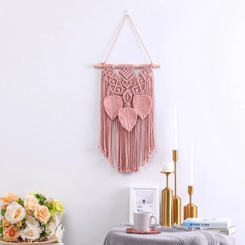 Handmade Woven Boho Wall Hanging Tapestry Macrame Cotton Wedding Wall Art Crafts Backdrop Home Living Room Decoration