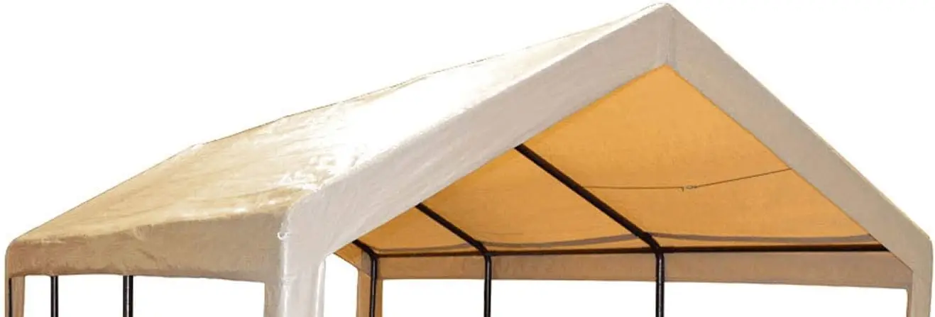 

10x20 Carport Canopy Replacement Top, Tan Color, Heavy-Duty Waterproof Cover with Bungees