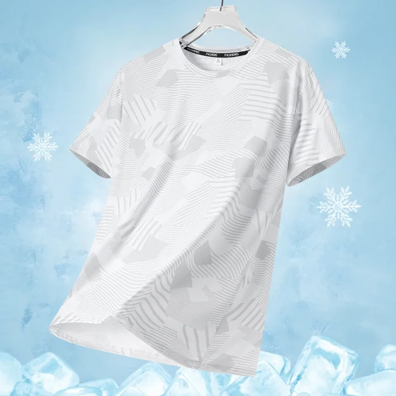 Men's Running T-Shirt Quick Dry Breathable Sports Top Summer Lightweight Gym Training Fitness Outdoor Jogging Sportswear Tee