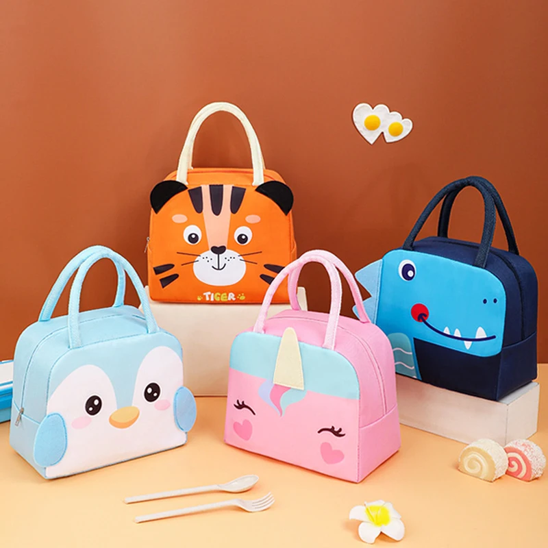 3D Cartoon Animal Lunch Bag Children\'s Cute Lunch Bag Thermal Insulation School Lunch Box Storage Bags Outdoor Picnic Bag New