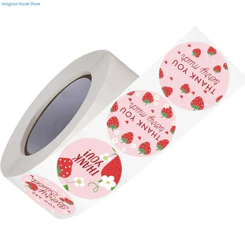 N2UB 500Counts Strawberry Thank You Labels Seal Sticker for Wedding Valentines Party