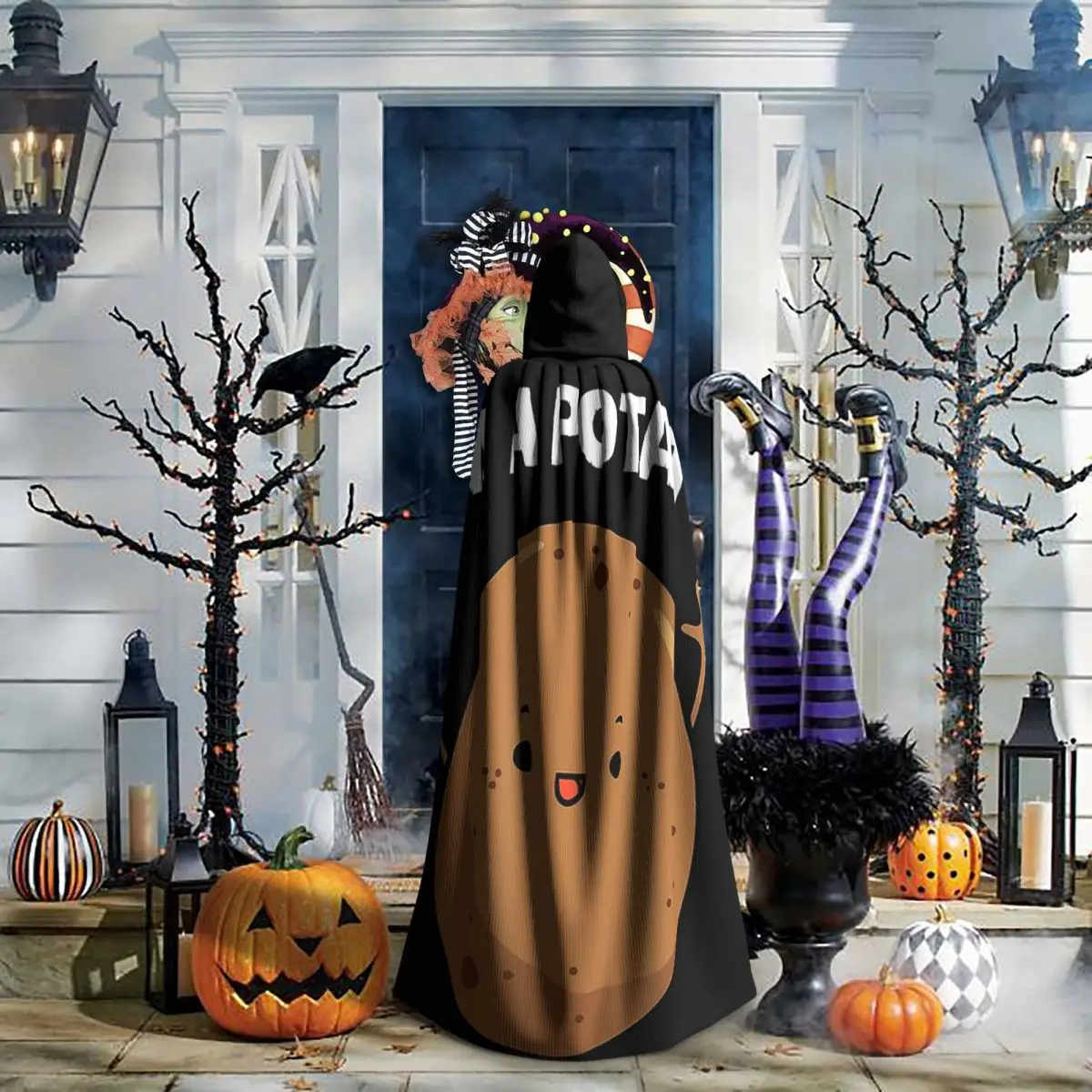 Im A Potato Taters Spud Tattie capa larga con capucha disfraz Medieval de bruja capa de Cosplay Halloween vampiro adulto Unisex