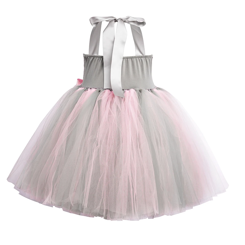Girls Mouse Tutu Dress Pink Gray Cartoon Animal Mice Rat Costume Outfits Toddler Kids Halloween Carnival Birthday Party Dress Up view 4