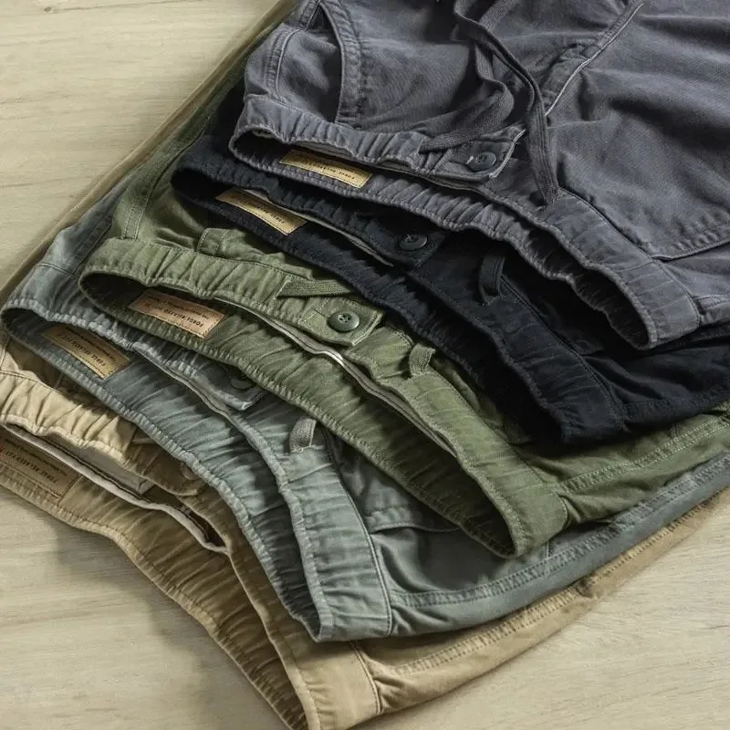 Heavy Cotton Bunched Leg Pants Men\'s Tide Spring and Autumn Men\'s Retro Men\'s Pants Soft Canvas Pants Loose Casual Frock Pants