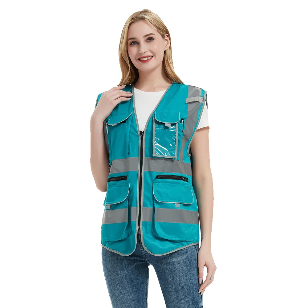 Reflective Vest for Women Work Clothes Hi Vis Vest with Pockets XS-L Waistcoat Reflective Safety Vest Pockets Workwear