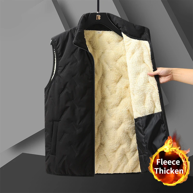 

Мужская уличная флисовая куртка с воротником-стойкой, жилет, повседневный стеганый жилет, пальто, зимняя верхняя одежда, теплая куртка без рукавов для пешего туризма, кемпинга