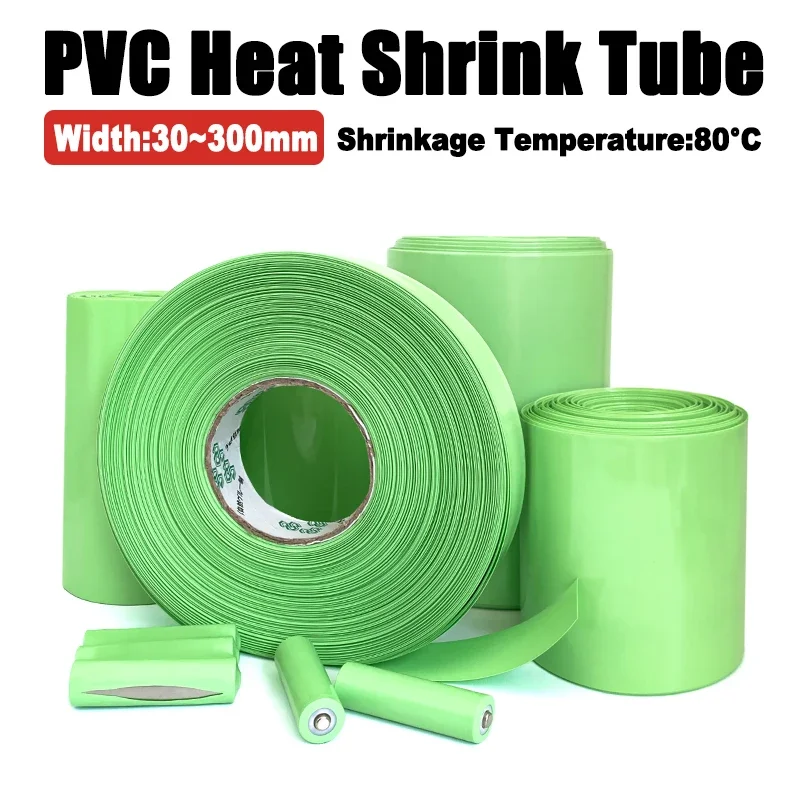 Fruit Green Shrinkable PVC Tube 24‑205mm Width Insulation Sheath Protective Wrap Cover For 18650 Lithium Ion Battery
