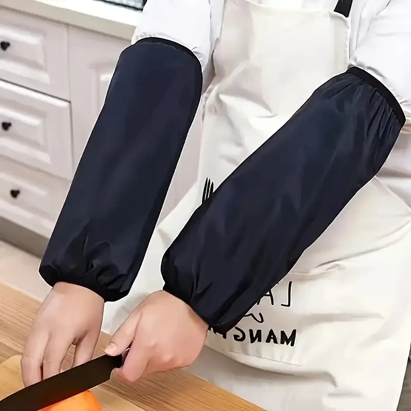 1 Pair Black Oilproof & Stain Resistant Arm Sleeves Covers, Forearm Protector for Cooking Cleaning Fish Dish Washing Gardening