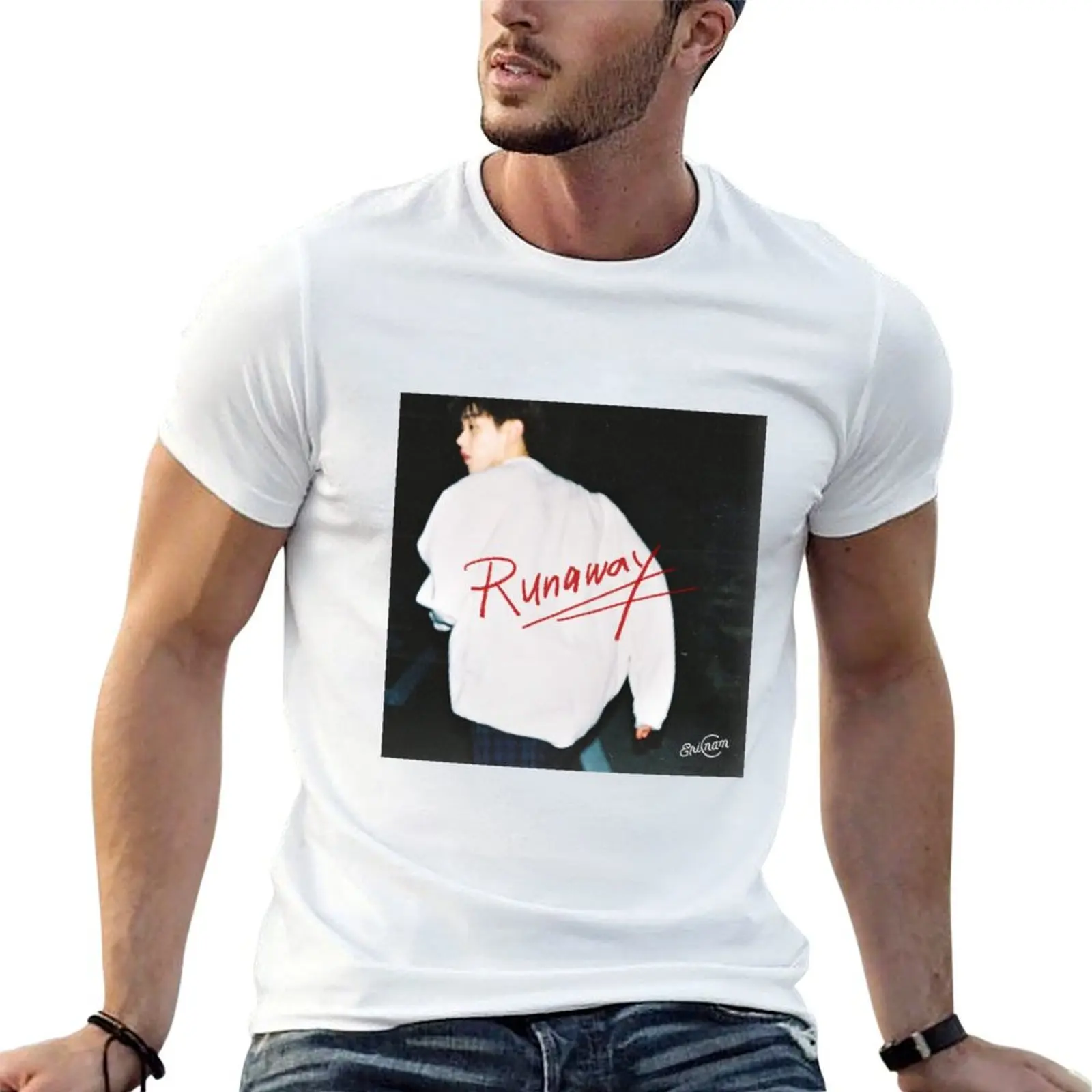 Camiseta con portada del álbum Runaway de Eric Nam, camisetas de algodón 100%, camisetas divertidas para hombre, camisetas de anime para hombre