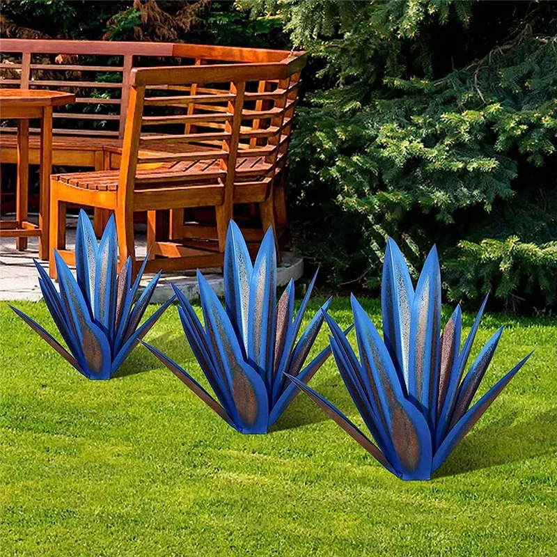 Tequila Rustic Sculpture Metal Agave Plant Home Decor Rustic Hand Painted Metal Agave Garden Ornaments Outdoor,35cm