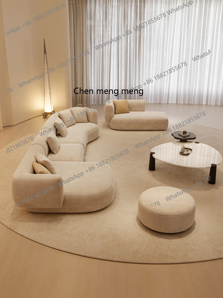

Frosted cloth large flat sofa cream style Italian minimalist combination princess corner sofa, curved sofa