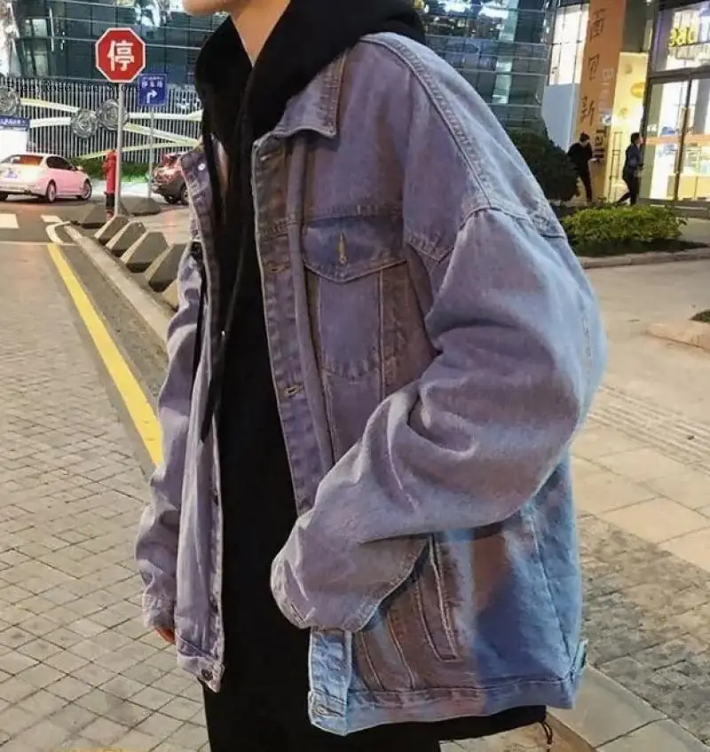 

Spring and Autumn Denim Loose Denim Jacket Coat for Men and Women