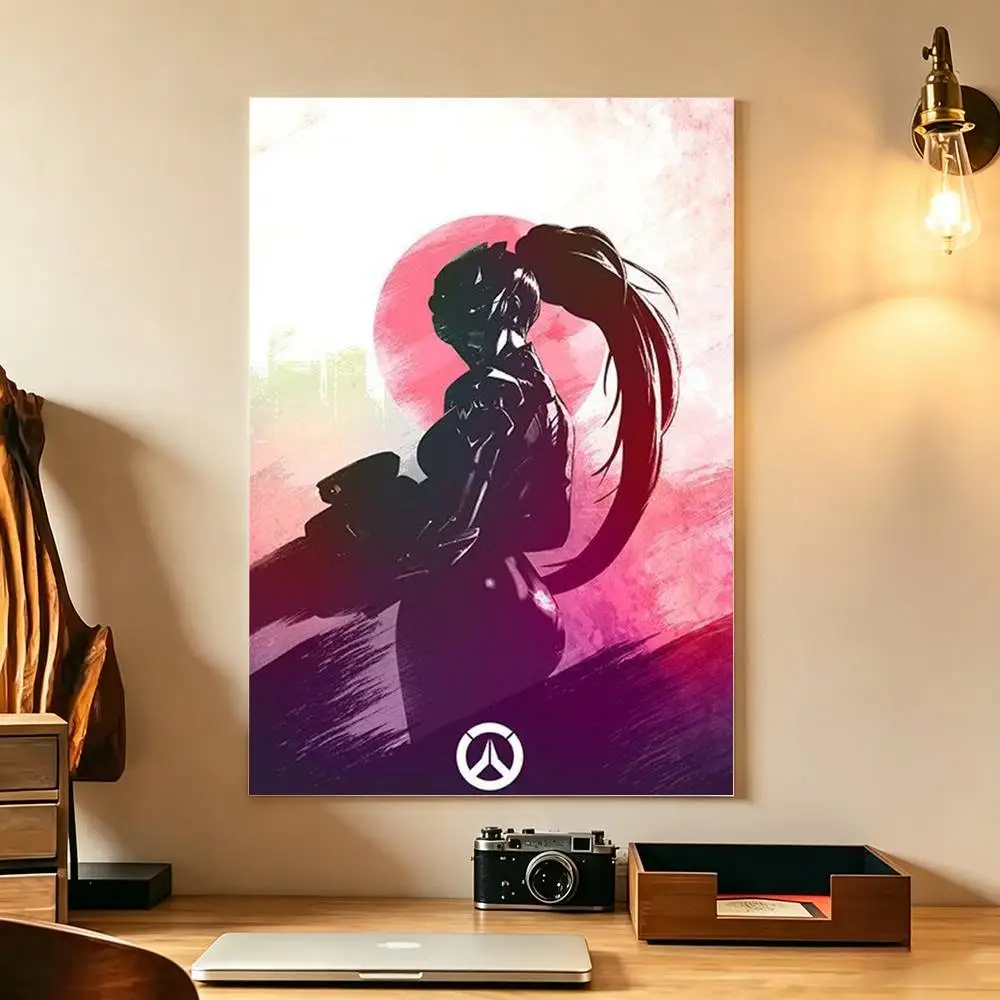 O-Overwatch W-Widowmaker Poster Waterproof Wall Art Sticker For Bar Living Room Vintage Decor High Quality Print Gift