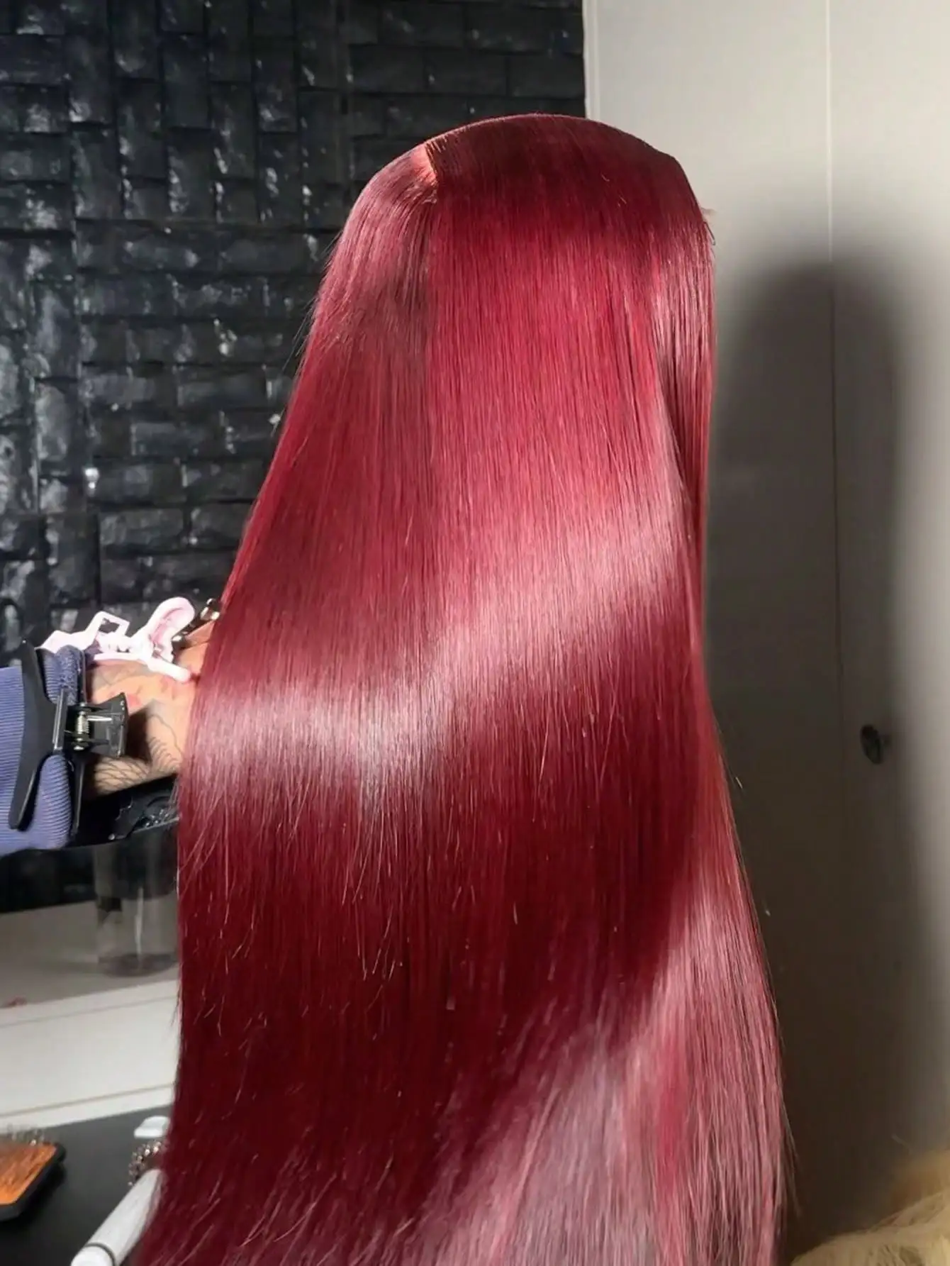 200% 99J Borgoña 13x4 Hd pelucas de cabello humano Frontal de encaje transparente vino tinto 99J pelucas rectas de colores prearrancadas con pelo de bebé