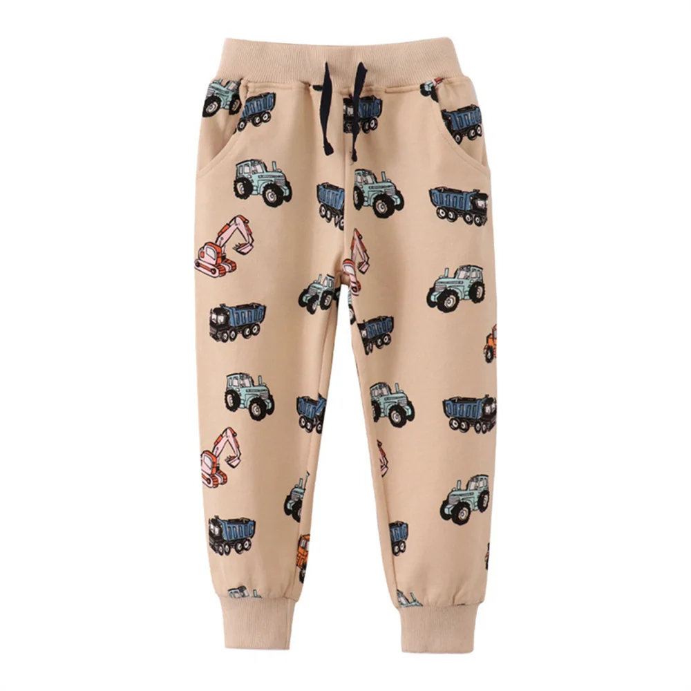 

Jumping Meters Excavator Boys Sweatpants Cartoon Print Baby Pants Autumn Winter Fashion Trousers for Boys