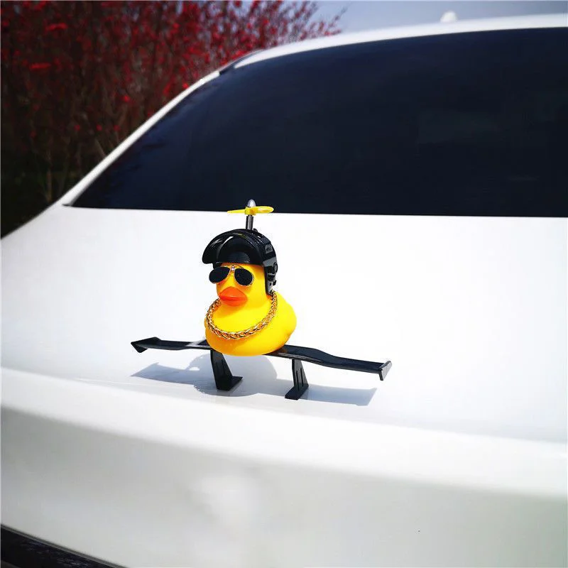 Mini carro cauda spoiler com pato amarelo, pequenos ornamentos, decoração universal, modificado, pouco, DIY